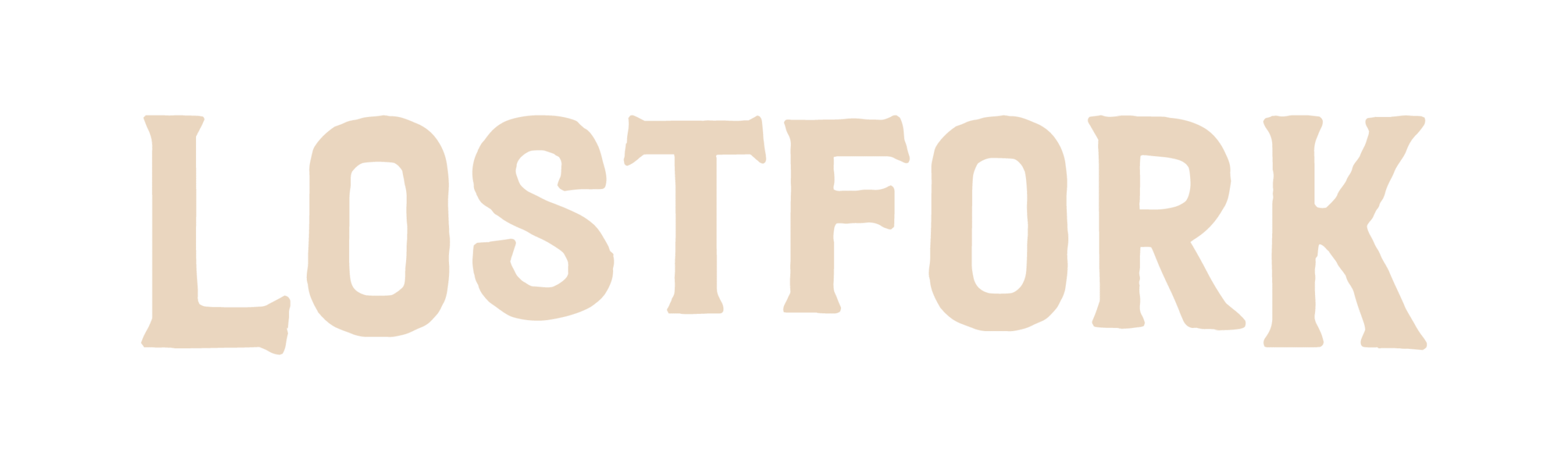 The word "LOSTFORK" is displayed in large, bold, tan-colored letters with a slightly vintage, western-style font on a transparent background.